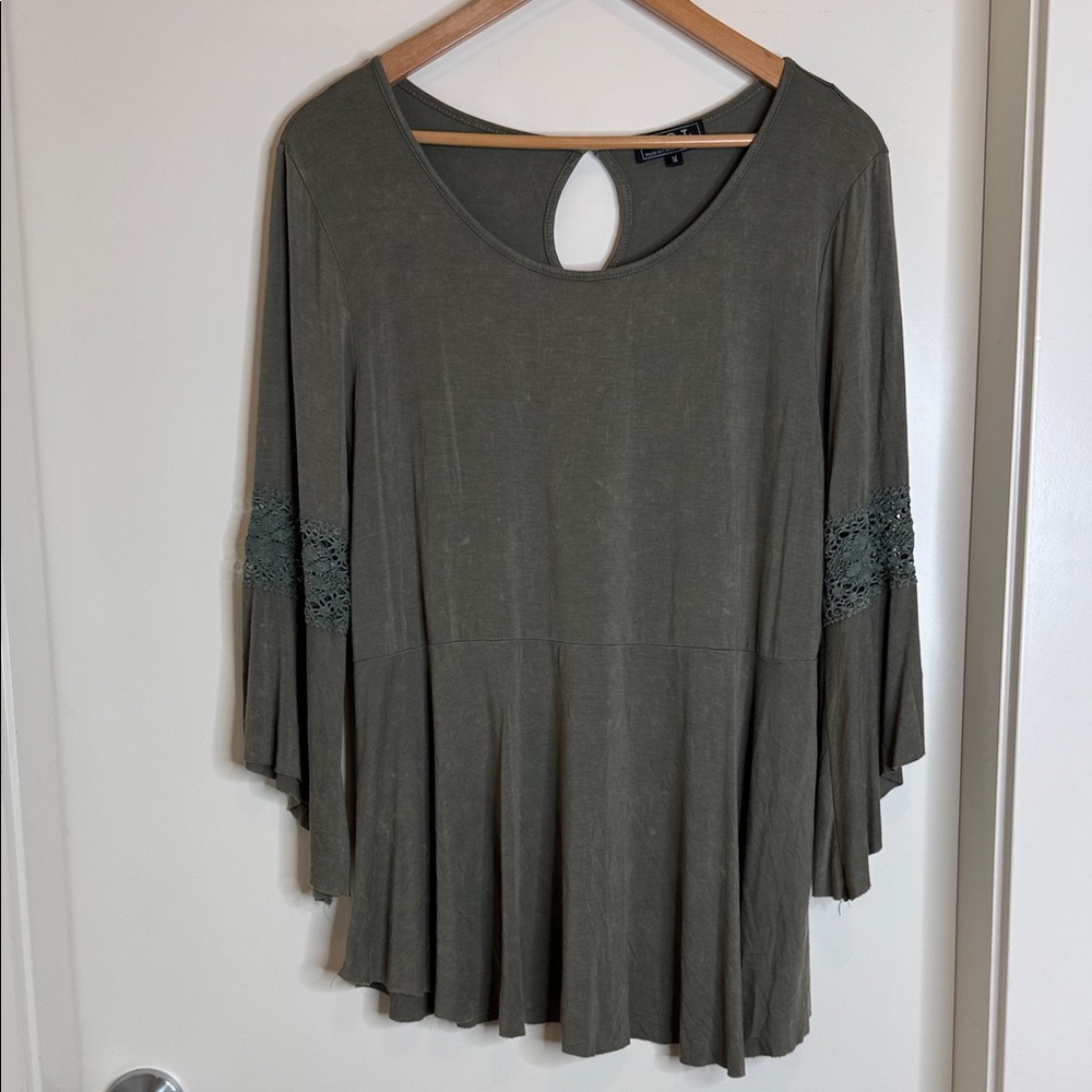 POL Sage Green Tunic with Crochet Accents (B)